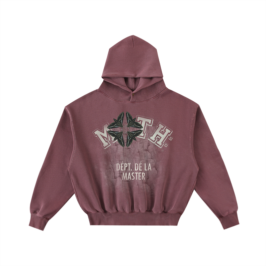 Dépt. Dé la Master Frayed Enzyme Washed Fleece Hoodie - Red