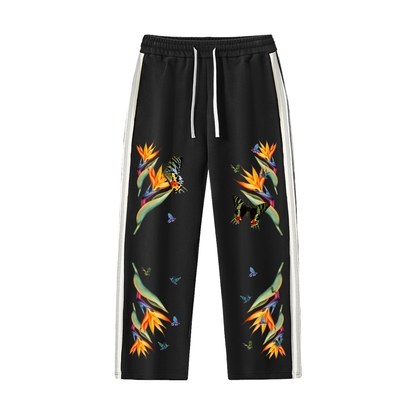 Die in Paradise Contrast Side-Stripe Straight-Leg  Pants - Black