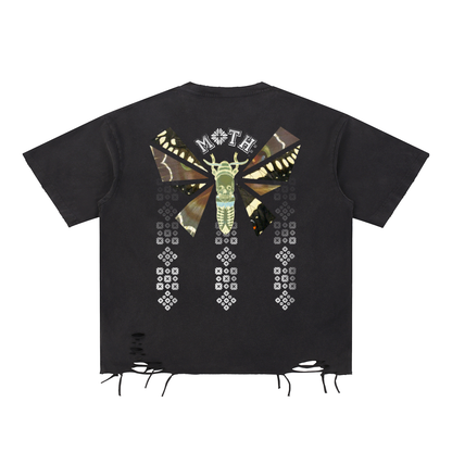 Camouflage pieces Snow Washed Raw-Hem T-Shirt - Black