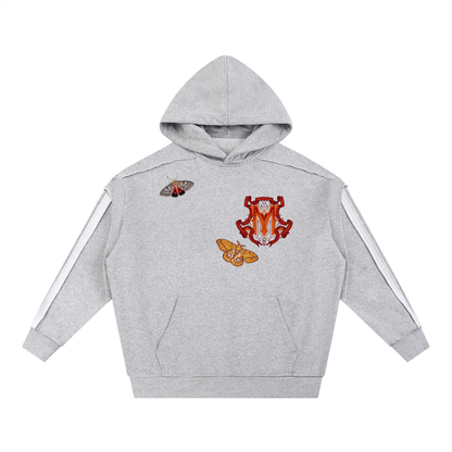 90s Est. Contrast Tape Raw Edge Double Layered Hoodie - Grey