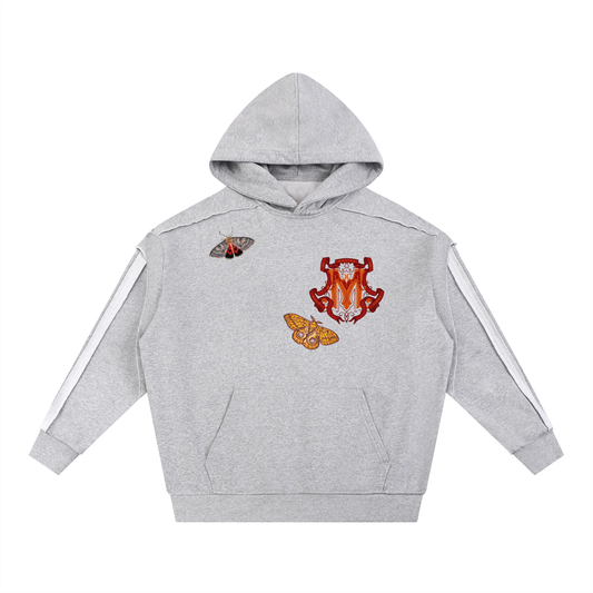 90s Est. Contrast Tape Raw Edge Double Layered Hoodie - Grey