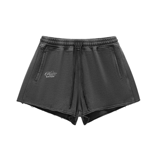 Women’s Snow Washed Raw Edge Drawstring Shorts