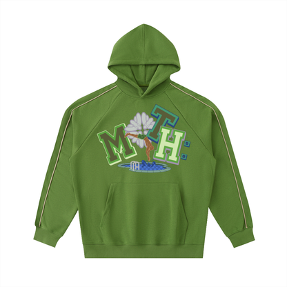 Dive in to M.OT.H Contrast Piping Raglan Hoodie - Avocado Green