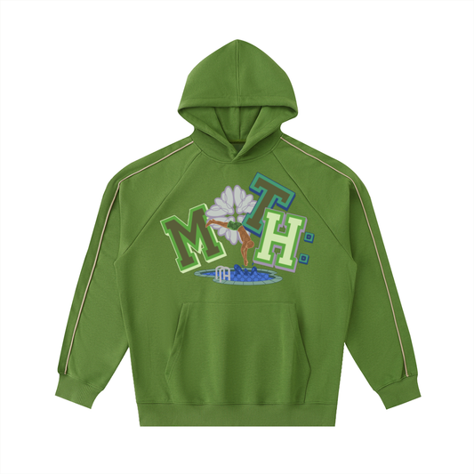 Dive in to M.OT.H Contrast Piping Raglan Hoodie - Avocado Green