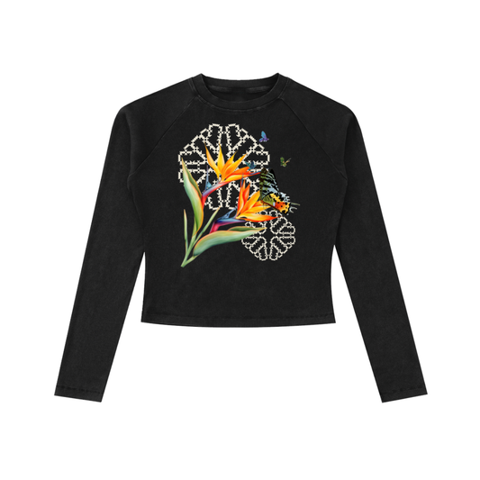 Die in Paradise Women’s Raglan Long Sleeve Slim T-Shirt - Black