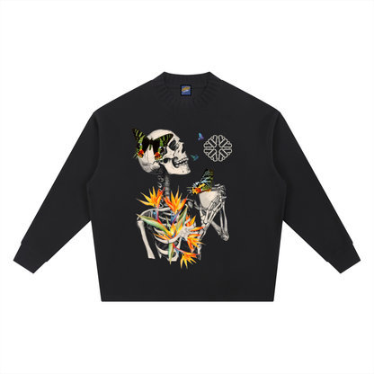 Die in Paradise Knitted Round Neck Oversize Sweatshirt - Black