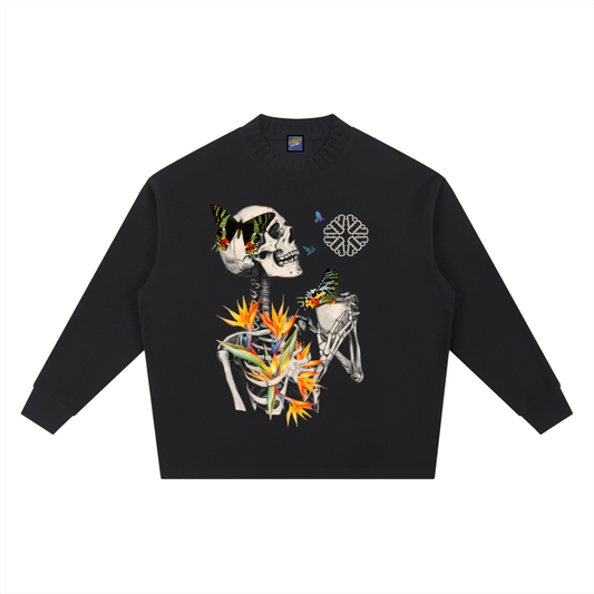 Die in Paradise Knitted Round Neck Oversize Sweatshirt - Black