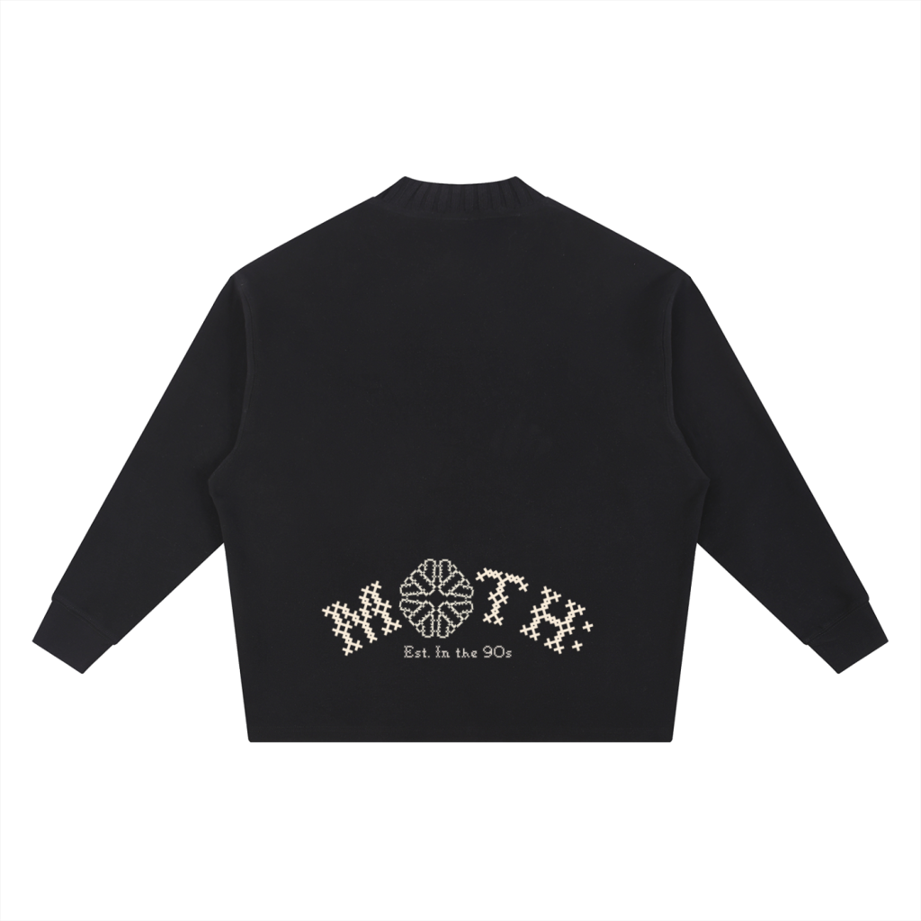 Die in Paradise Knitted Round Neck Oversize Sweatshirt - Black