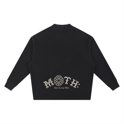 Die in Paradise Knitted Round Neck Oversize Sweatshirt - Black