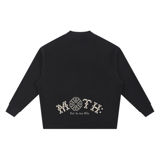 Die in Paradise Knitted Round Neck Oversize Sweatshirt - Black