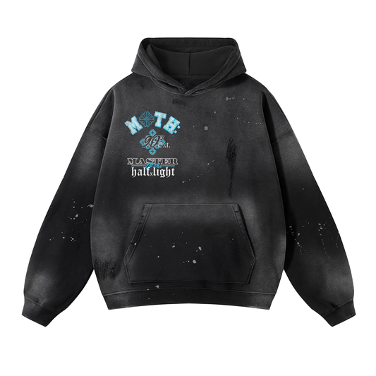 Underwraps Vintage Wash Frayed Fleece Hoodie - Black