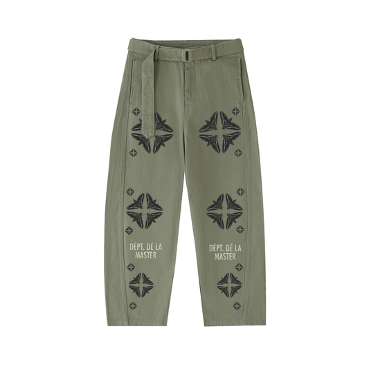 Dépt. Dé la Master Twisted-Seam Belted Curved-Blade Pants - Grass Green