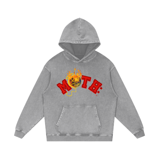 W.A.R. Acid Wash Oversize Hoodie - Light Grey