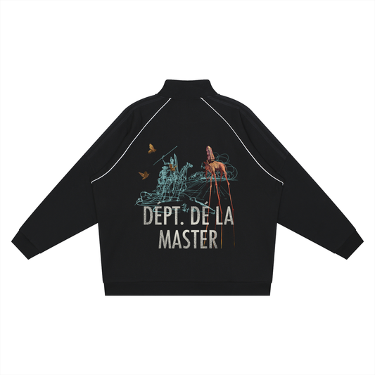 Dépt. Dé la Master Reflection Striped Raglan Sleeve  Jacket - Black