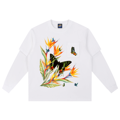 Die in Paradise Layered Long Sleeve Oversized Tee - White