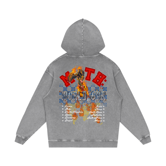 W.A.R. Acid Wash Oversize Hoodie - Light Grey