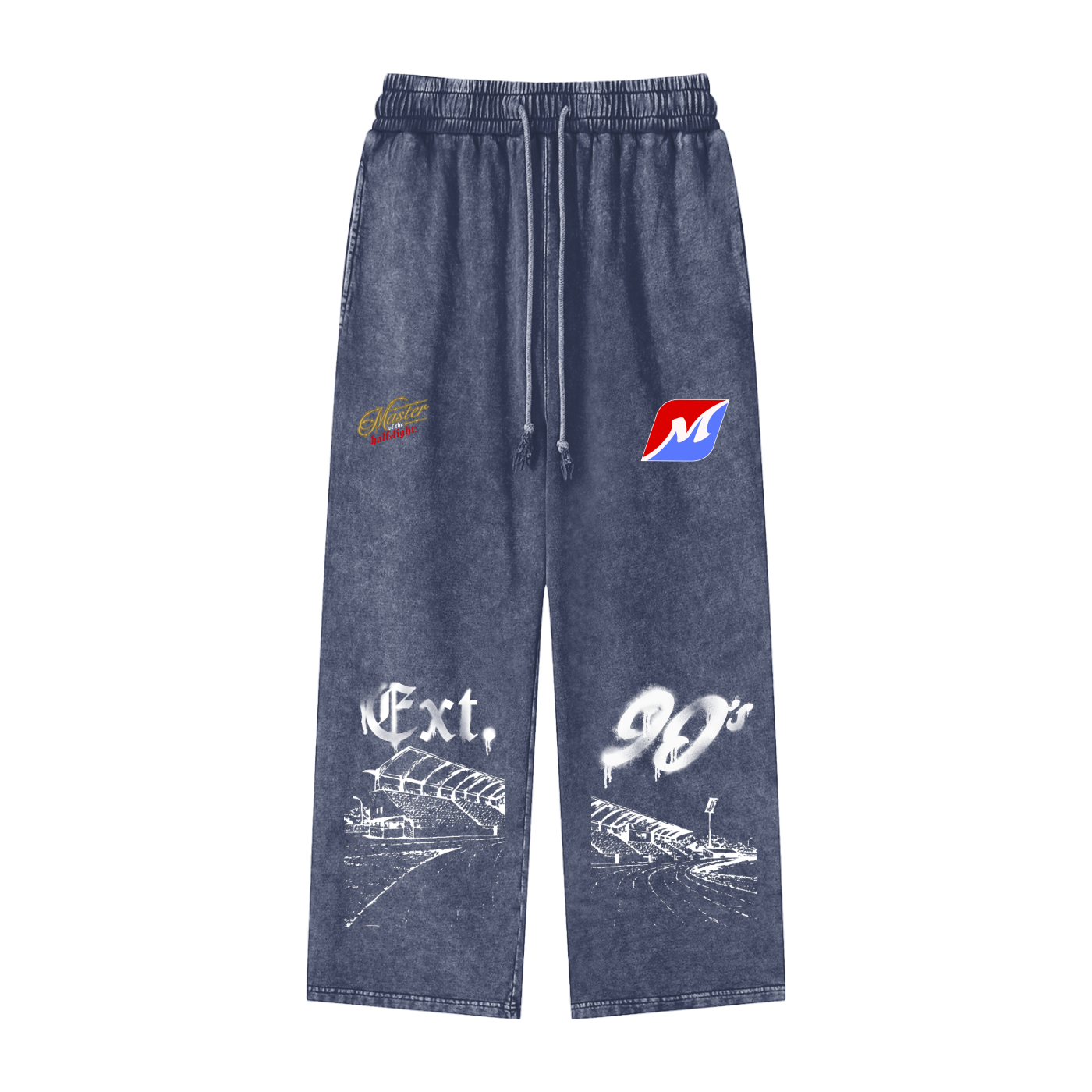 Acid Wash Straight Leg Pants - Blue
