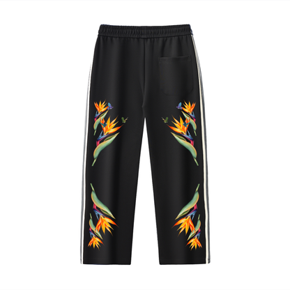 Die in Paradise Contrast Side-Stripe Straight-Leg  Pants - Black