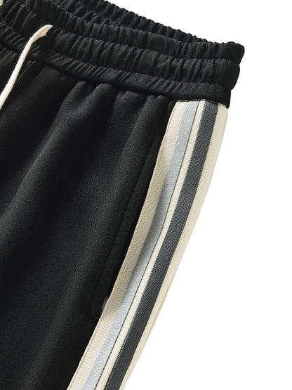 Die in Paradise Contrast Side-Stripe Straight-Leg  Pants - Black